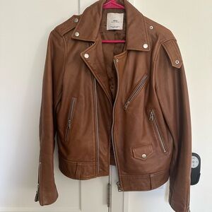 Genuine Brown Leather Motorcycle Jacket